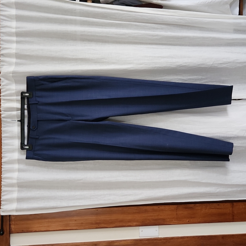 Ralph Lauren Blue Sharkskin Suit Pants 33×32